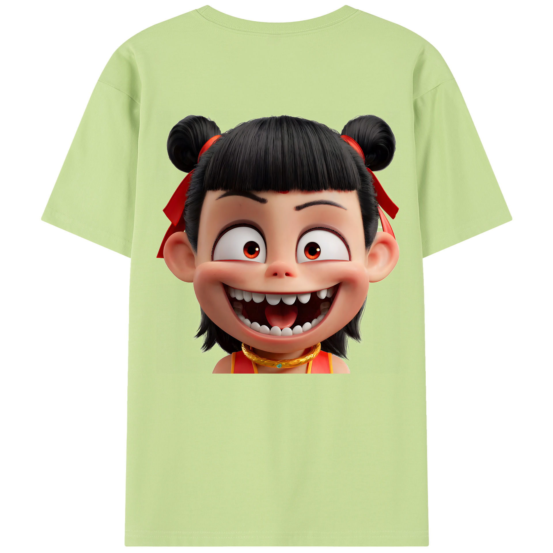 （画像用） Ne Zha 2 ナタ 魔童の大暴れ 綿100％半袖Tシャツ（背面プリント）
